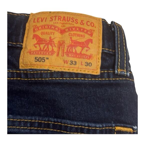 Y2K Levis 505 Jeans Mens 33 x 30 Straight Leg Dark Wash Mid Rise - Picture 6 of 8